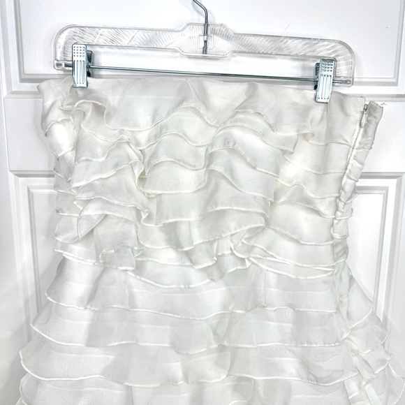 BHLDN Anthropologie Strapless A-Line Ruffled Mini Dress Size 10 White - Picture 9 of 15